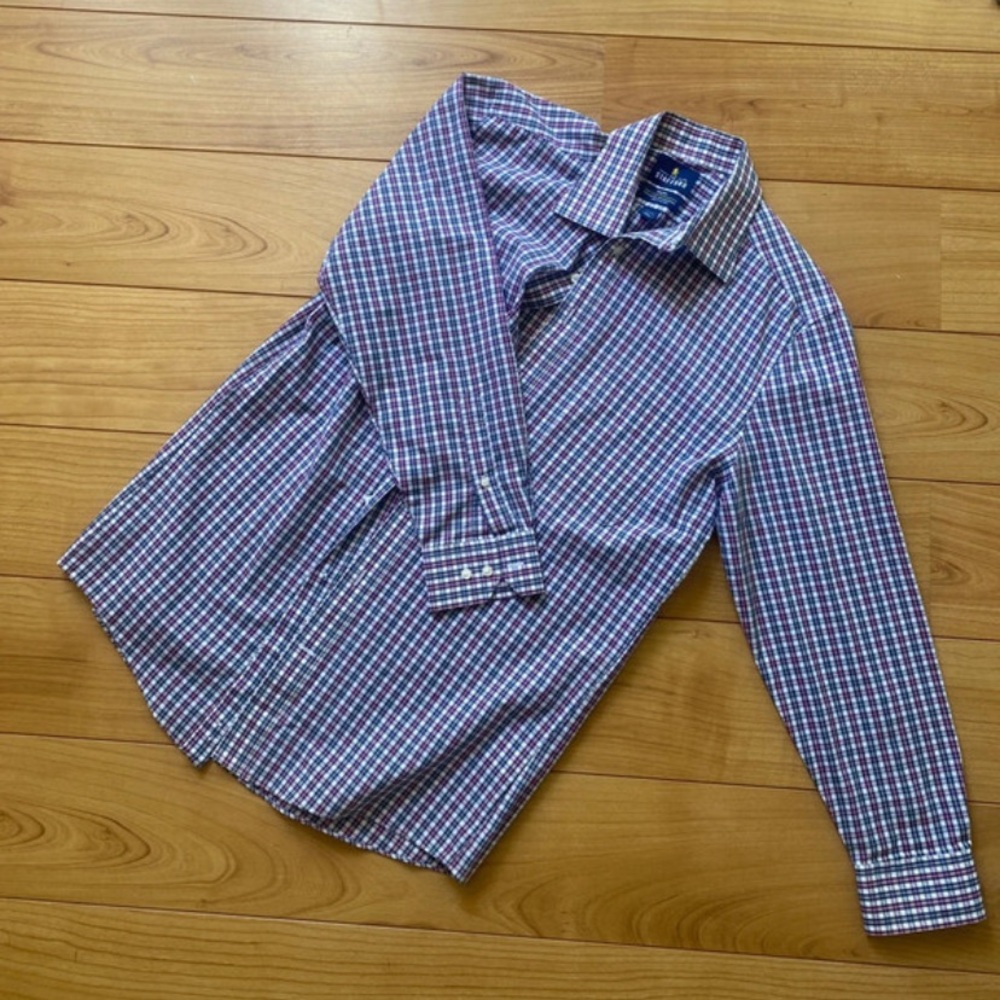 Stafford Boys' Red, Blue & White Plaid Button-Down Shirt
